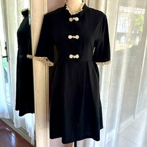 🖤 Vintage Cheongsam detail babydoll dress size medium goth retro pin up RARE